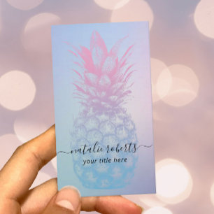 Ananas Elegant Rosa och Blue Classy Typography Visitkort