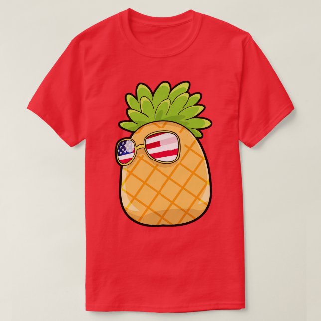 Ananas Eyeglasses USA flagga T Shirt (Design framsida)