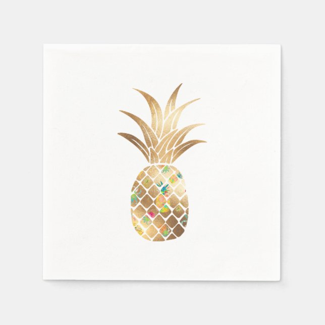 Ananas, Faux Guld+Collage Pappersservett (Framsidan)