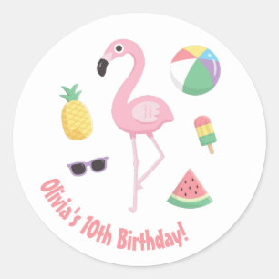 Ananas Flamingo Luau Födelsedagsfest Klistermärken