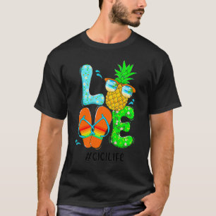 Ananas flipflops kärlek sommar dam Premium (45) T Shirt
