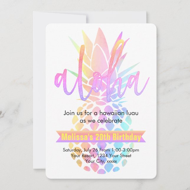 Ananas, födelsedagsfest inbjudningar (Framsida)