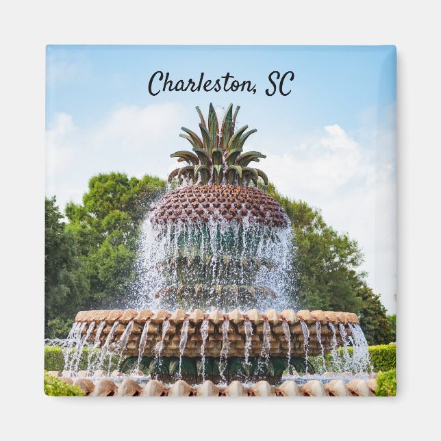 Ananas Fontän i Charleston, SC Magnet (Framsidan)