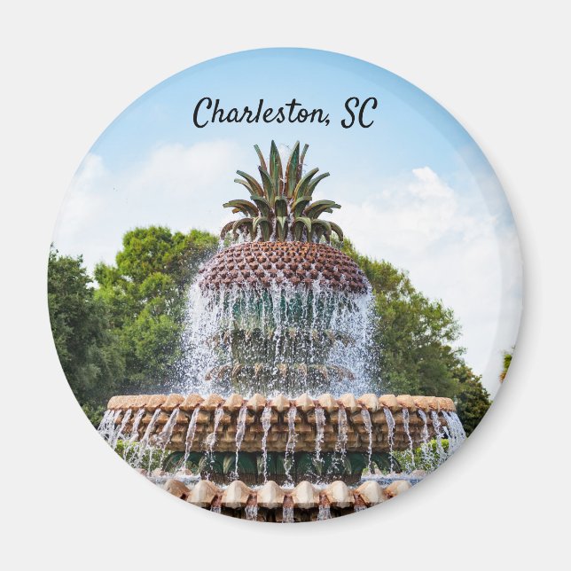 Ananas Fontän i Charleston, SC Magnet (Framsidan)