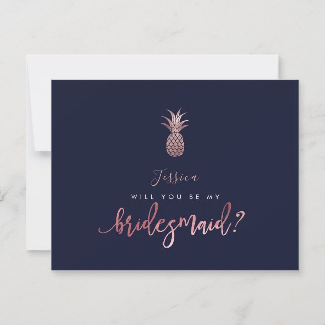 Ananas från ro Guld är mitt Bridesmaid-kort Spara Datumet (Framsida)