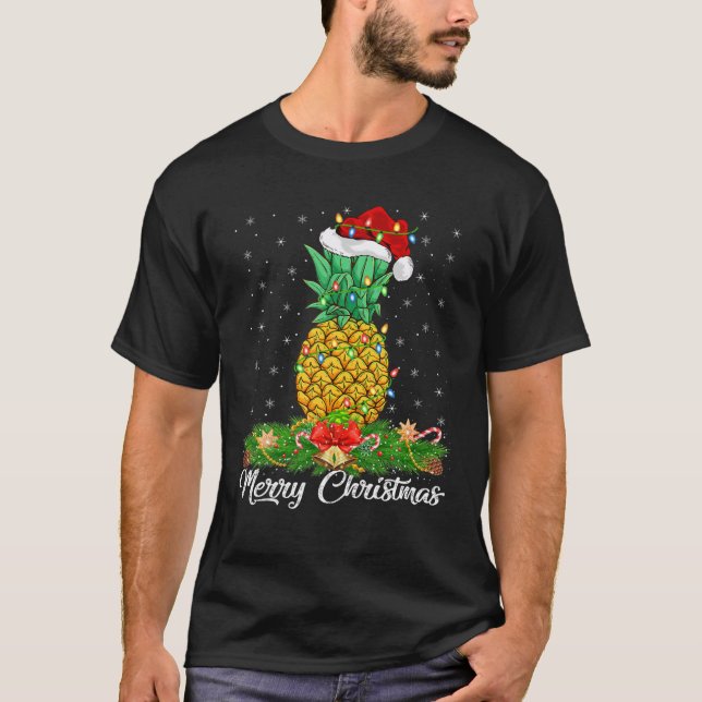 Ananas Fruit Älskare Matching Santa Hat Pineapple T Shirt (Framsida)