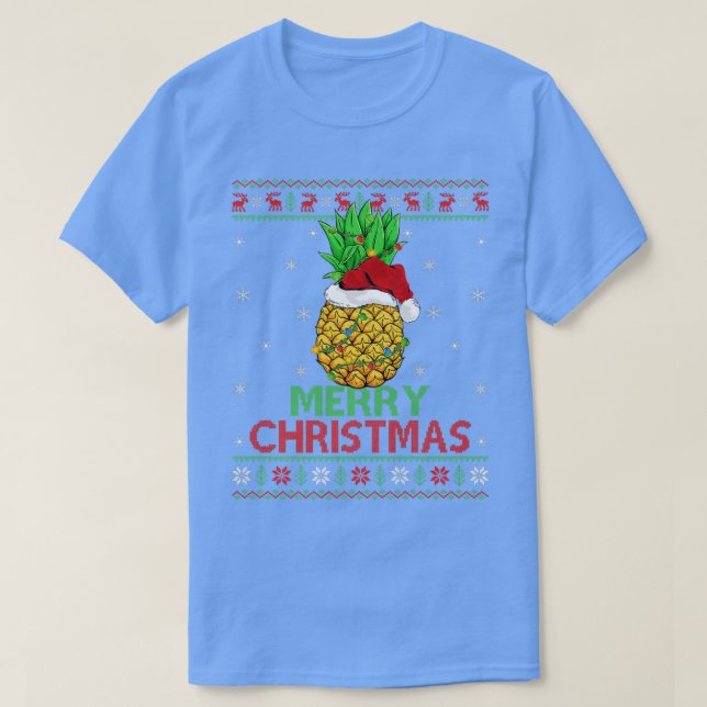 Ananas Fruit Julafton Ljus Ugly Anananas Merry C T Shirt (Design framsida)