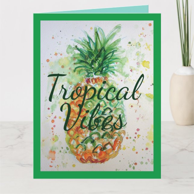 Ananas Frukt Mat Tropisk Atmosfär Orange Lime Kort (Framsida)