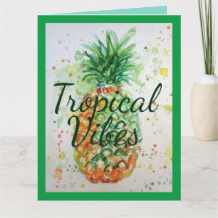 Ananas Frukt Mat Tropiska Vibrationer Orange Lime Kort