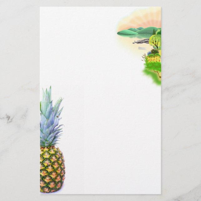 Ananas Frukt Strand Efterrätt Färgglad Tropisk Flygblad (Framsidan)