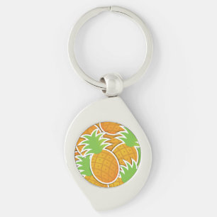Ananas, funky swirl silverfärgad nyckelring