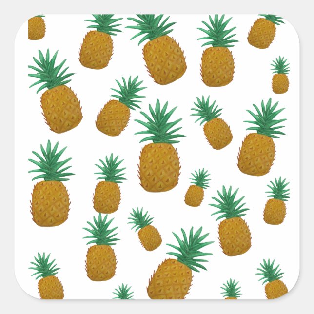Ananas Fyrkantigt Klistermärke (Framsida)