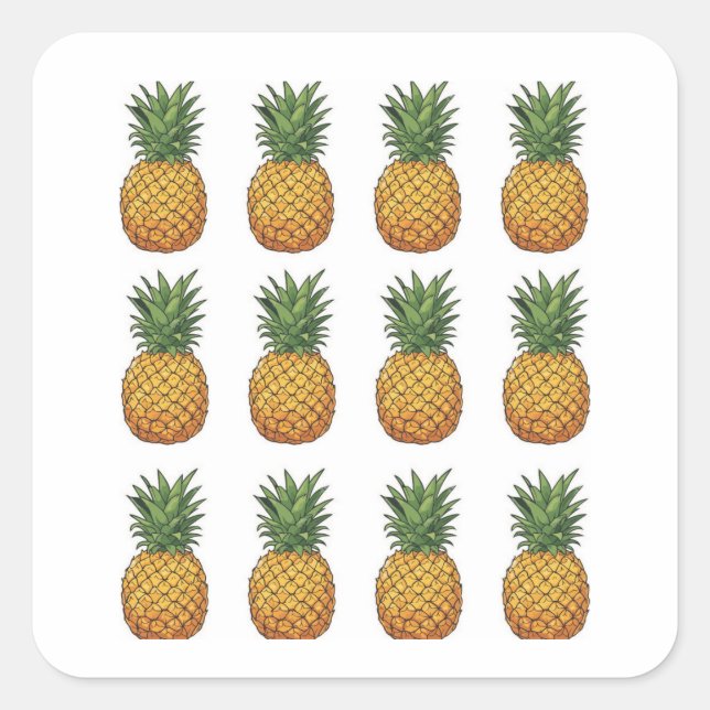 Ananas  fyrkantigt klistermärke (Framsida)