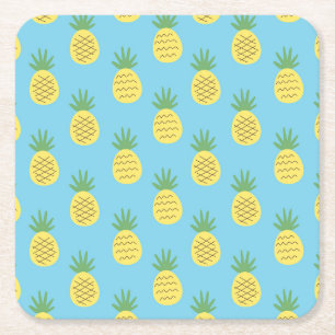 Ananas glädje: Tryckfärgsfrukt Underlägg Papper Kvadrat