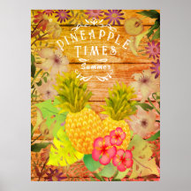 Ananas Gräs Blommigt Poster