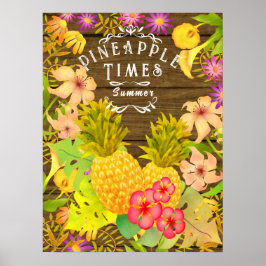 Ananas Gräs Blommigt Poster