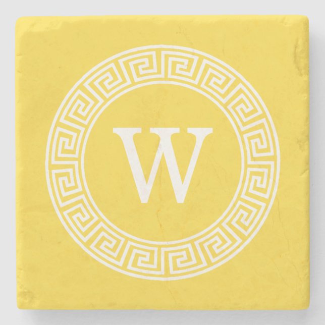 Ananas Grekiska Nyckel Rnd Ram Initial Monogram Underlägg Sten (Framsidan)