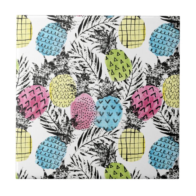 Ananas Grunge Handflatan Kakelplatta (Framsidan)