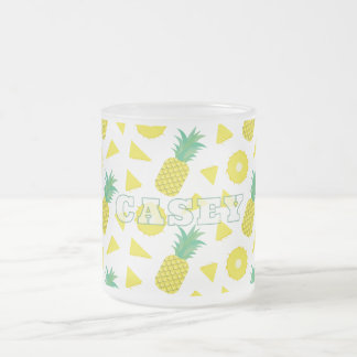 Ananas Gul Grön Frukt Mönster Modern Frostad Glasmugg