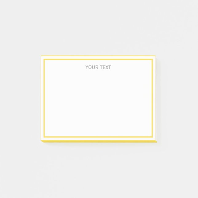 Ananas Gul Vit Ram Namn Monogram Post-it Block (Framsida)