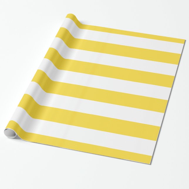 Ananas Gul, Vit XL Randigt Mönster Presentpapper (Utrullad)
