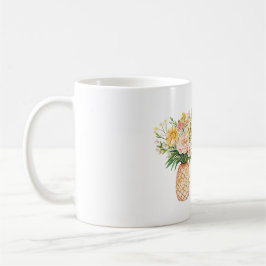Ananas Gula Rosa Blommor Hej Vacker Kaffemugg