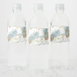 Ananas Guld Glitter Gnistra Födelsedagsfest Vattenflaskor Etikett