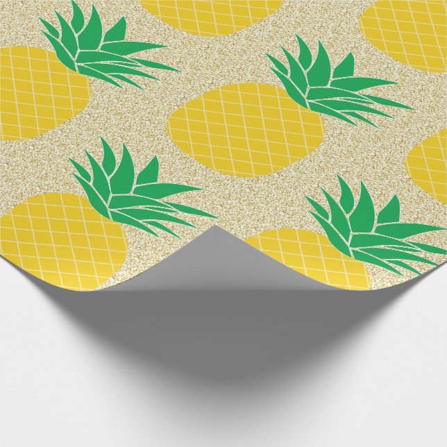 Ananas guld Glitter Presentpapper (Hörn)