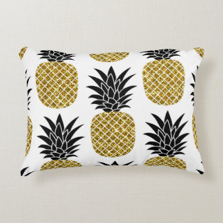 Ananas guld: Hand-Drawn White Seamless. Prydnadskudde