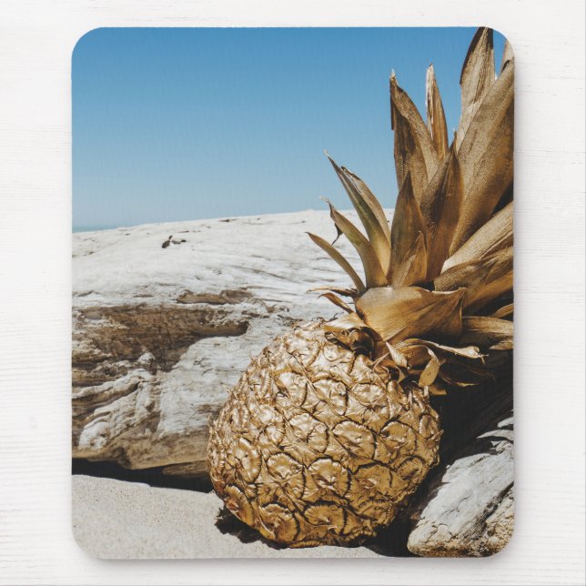 Ananas guld på stranden musmatta (Framsidan)