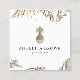Ananas Guld - Tropiskt Affärskort Fyrkantigt Visitkort