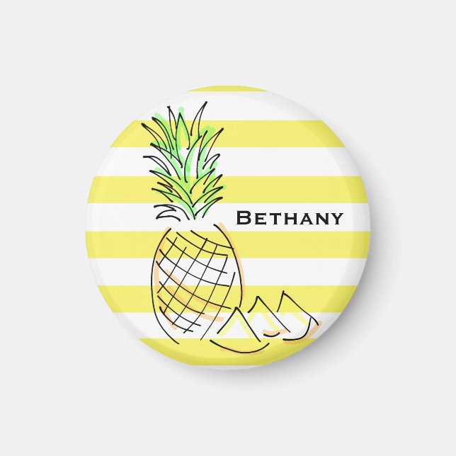 Ananas Gult Rand, sommartid, Personlig Magnet (Framsidan)