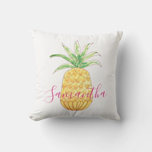 Ananas Gult Rosa Flickans Namn Kudde (Framsida)