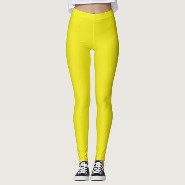 Ananas Gult Solid Färg Leggings (Framsida)