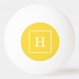 Ananas Gult Vit ram Initialt monogram Pingisboll