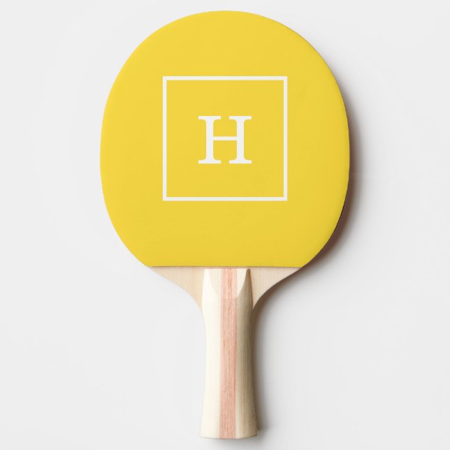 Ananas Gult Vit ram Initialt monogram Pingisracket (Framsidan)
