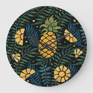 Ananas, handflatan löv: tropiska mönster. stor klocka