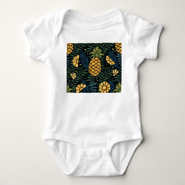 Ananas, handflatan löv: tropiska mönster. t shirt (Framsida)