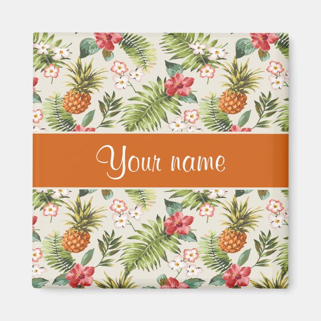 Ananas Hibiscus och Handflatan fronter Magnet (Framsidan)