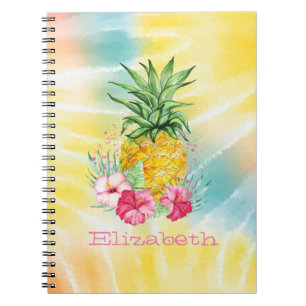 Ananas, Hibiskus Vattenfärg Regnbåge Tie Dye Anteckningsbok