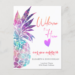 Ananas, hjärta Ny adress Meddelande Vykort