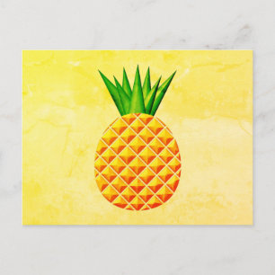 Ananas i gult och grönt vykort