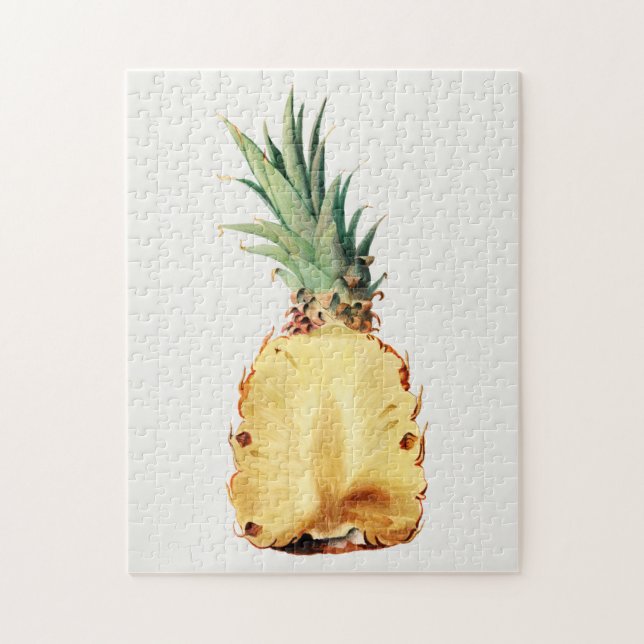 Ananas i halvfärgsfärg på färgen Frukt vattenfärg Pussel (Vertikal)
