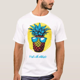 Ananas i popkonst stil i blå solglasögon t shirt