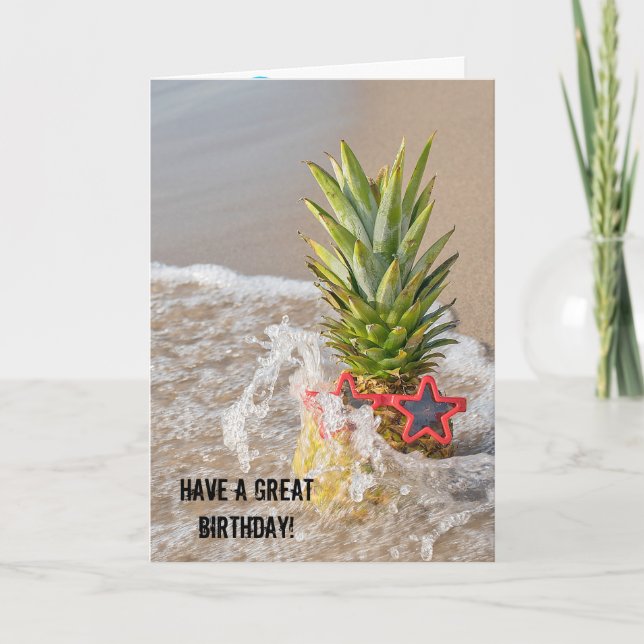 Ananas i sjögräs i våg kort (Framsida)