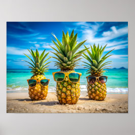 Ananas i snygga solglasögon poster