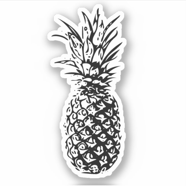 Ananas i svart eller vitt, klart eller vitt, dekal (Framsida)
