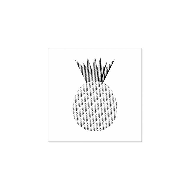 Ananas i svartvitt stämpel (Tryck)