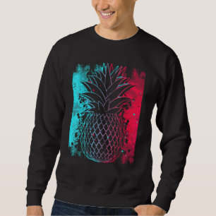 Ananas i Techno Färg Festival Synthesizer Vit Lång Ärmad Tröja