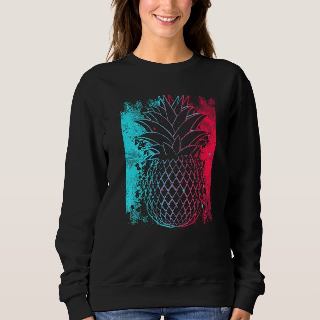 Ananas i Techno Färg Festival Synthesizer Vit T Shirt (Framsida)